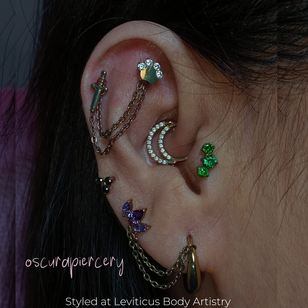 TRIPLE CHAIN ATTACHMENT | Implant Grade Titanium | Oscura Piercery