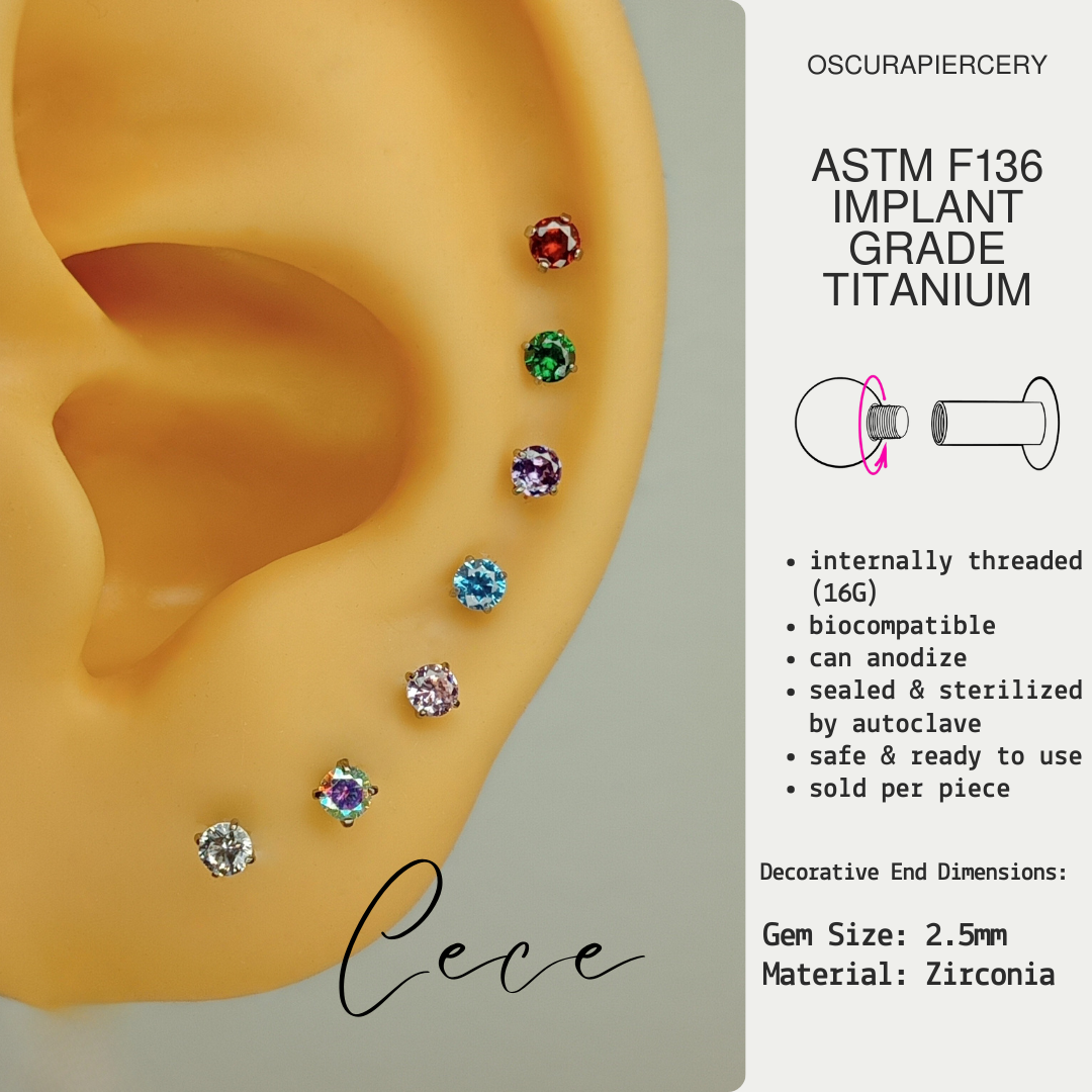 CECE ROUND PRONG 2.5MM | Implant Grade Titanium | Oscura Piercery
