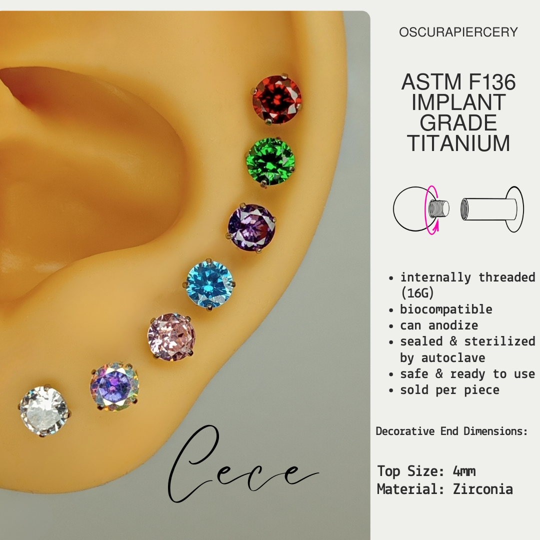 CECE ROUND PRONG 4MM | Implant Grade Titanium | Oscura Piercery