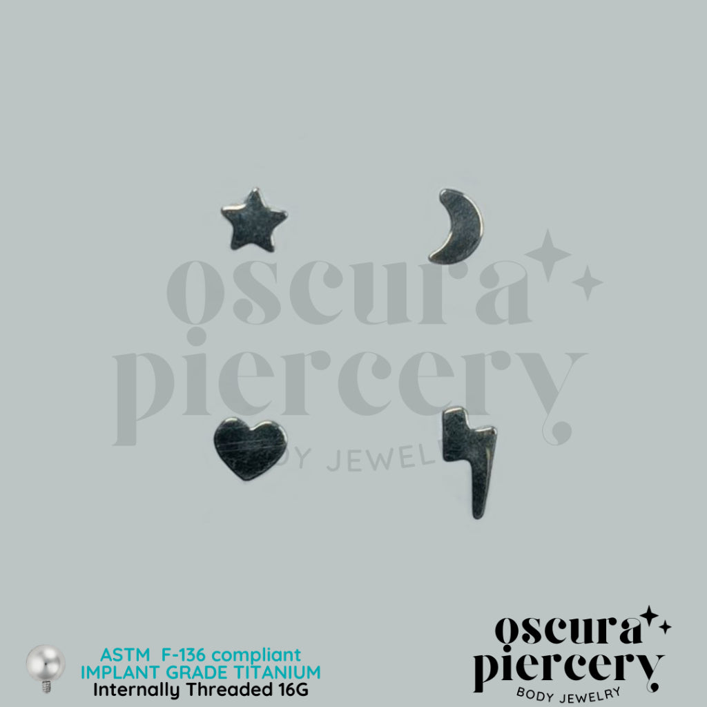 SHAPES | Moon | Star | Lightning | Heart | Implant Grade Titanium | Oscura Piercery