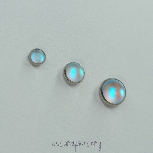 FROSTED MOONSTONE CABOCHON | Implant Grade Titanium