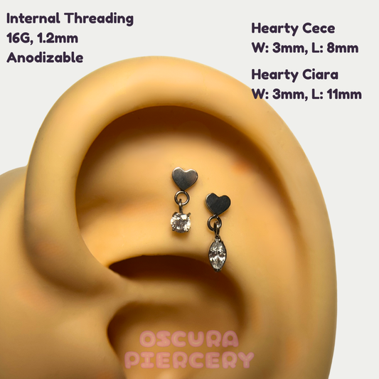 HEARTY DUET | Implant Grade Titanium | Oscura Piercery
